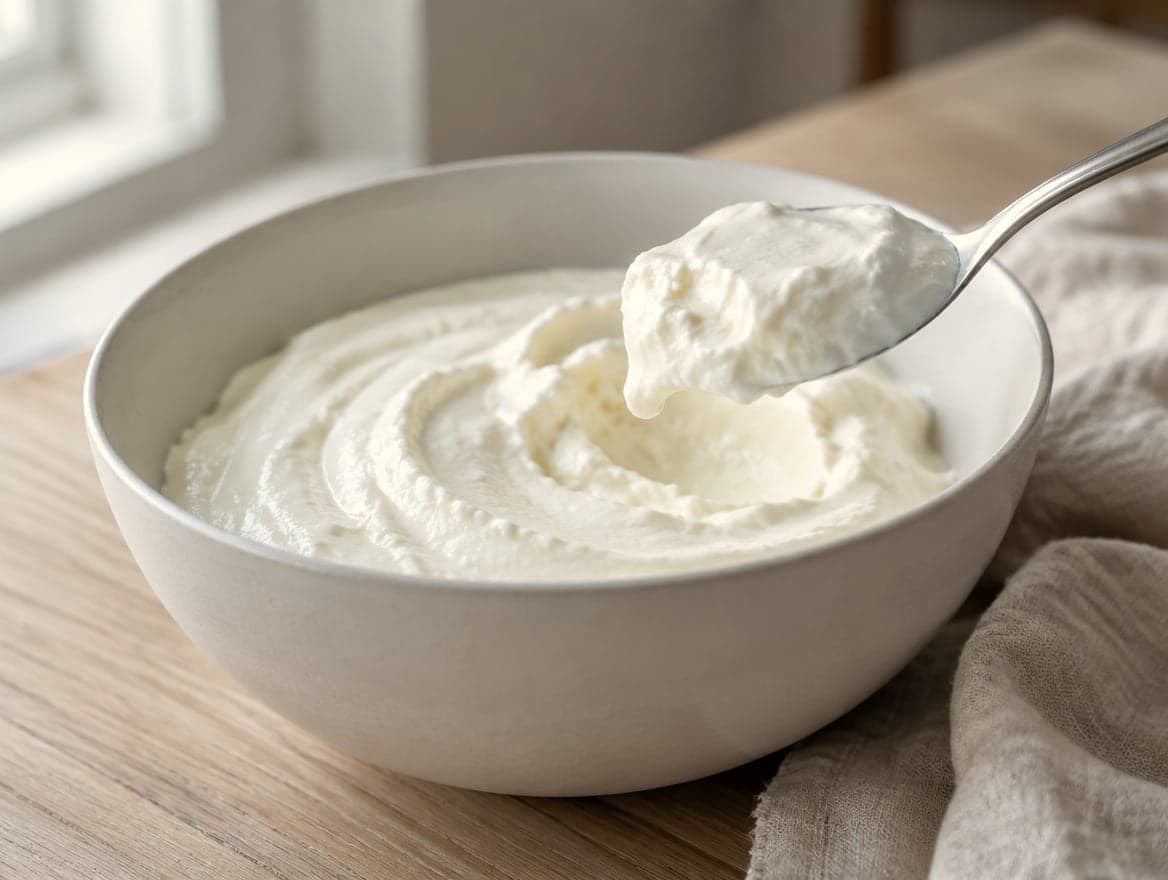 A jar of thick homemade yogurt
